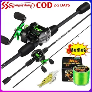 Sougayilang COD Joran Pancing Set 1.8M 2 Bagian Casting Fishing Rod dan 7.2:1 Rasio Gear Rem Magnetik Baitcasting Reel Memancing Baris Lure Combo Set pancing 1set lengkap kuat pancing casting full set