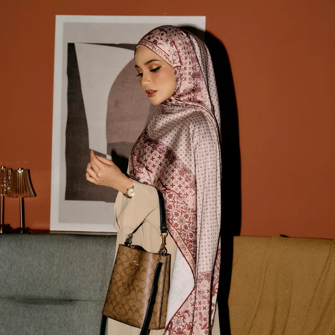 #RAYA25 - Mardhiyah Silk Satin Shawl Arabic Premium Design