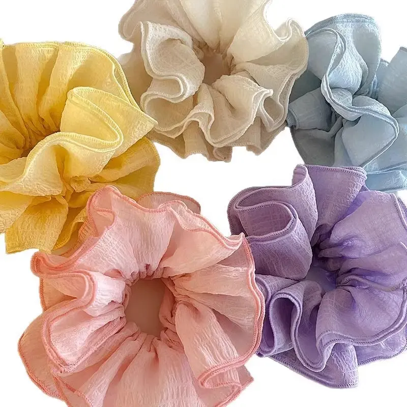 Bờm Tóc Scrunchie Phồng, Nhiều Lớp, Kiểu Cô Gái Dễ Thương Và Ngọt Ngào Dây Buộc Tóc Thịt Viên, Dây Buộc Tóc Ruột Béo Hàn Quốc, Hoa Đội Đầu 4