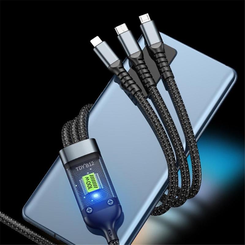 Product Introduction of 3 in 1 6A 100W  Super Charging Data Cable Micro USB Type C Fast Charger Type-C Cable Data Cable 31