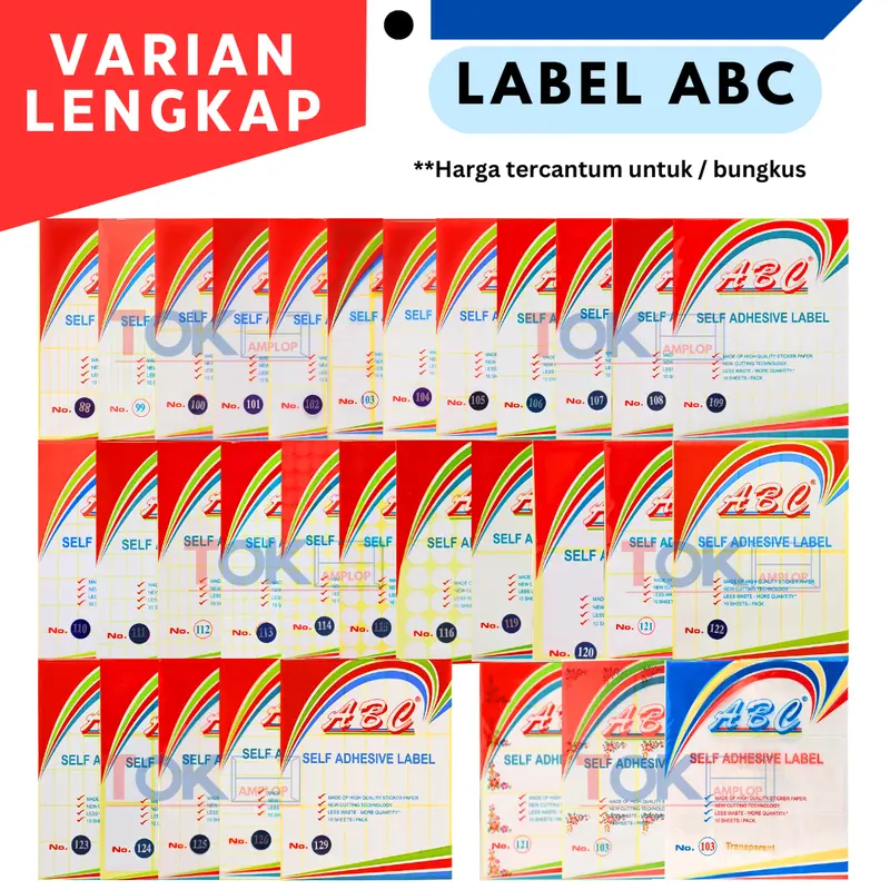 Stiker label ABC varian lengkap 0