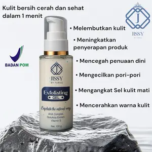 JISSY BY FARUQ - EXFOLIATING GEL 100ml Dengan AHA Complex Gotukola Extract Vitamin E untuk Kulit Halus Cerah dan Sehat