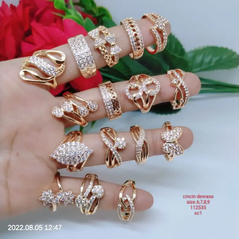 Cincin Titanium Tembaga Xuping Perhiasan Aksesoris Lapis Emas Terlaris Termurah G2-C6
