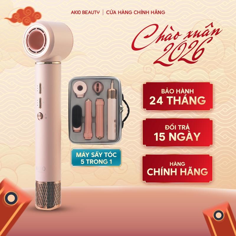  Máy Uốc Tóc Sóng Lơi 5in1 AKIO Công Nghệ Ion Âm Bảo Vệ Tóc Công Suất 1300W Bảo Hành 36 Tháng 