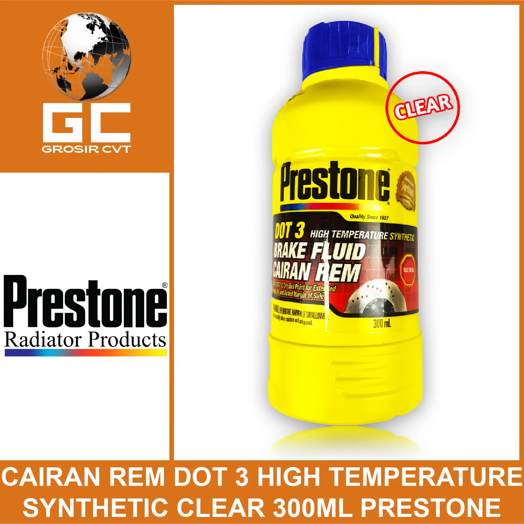 PRESTONE Minyak Rem Dot 3 Brake Fluid Warna Bening Clear 300ml