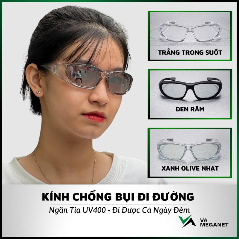[Độc Quyền] Kính Chống Bụi Đi Đường CROSSOVER Dành Cho Người Đi Xe Máy Xe Đạp Ngăn Tia UV400 | VA MEGANET