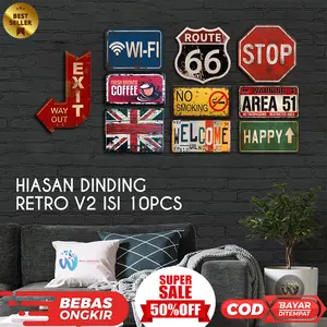 Hiasan Dinding RETRO Satu Paket Hiasan Ruangan - Hiasan Kamar - Hiasan Rumah-Vintage