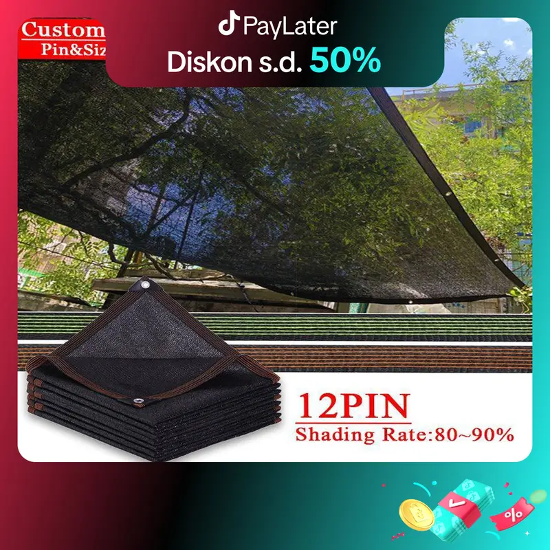 paranet 90% sunshade net 13 ukuran untuk dipilih L*W（2m×5m/4m×5m/3m×4m/3m×6m Hitam Tanaman Jaring 0