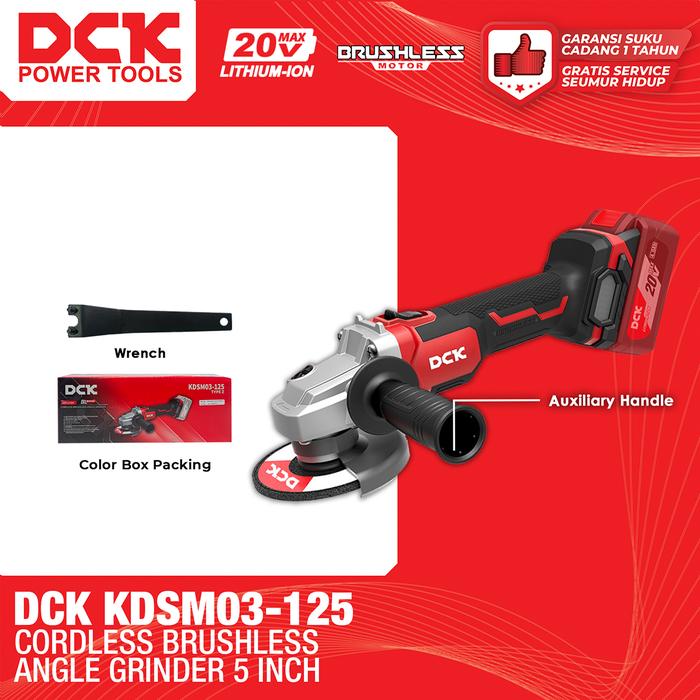 Gambar DCK KDSM03-125 Cordless Brushless Angle Grinder 5" / Mesin Gerinda Baterai 5 Inch - UNIT ONLY dari Drill&Co Kota Administrasi Jakarta Barat 5 Tokopedia