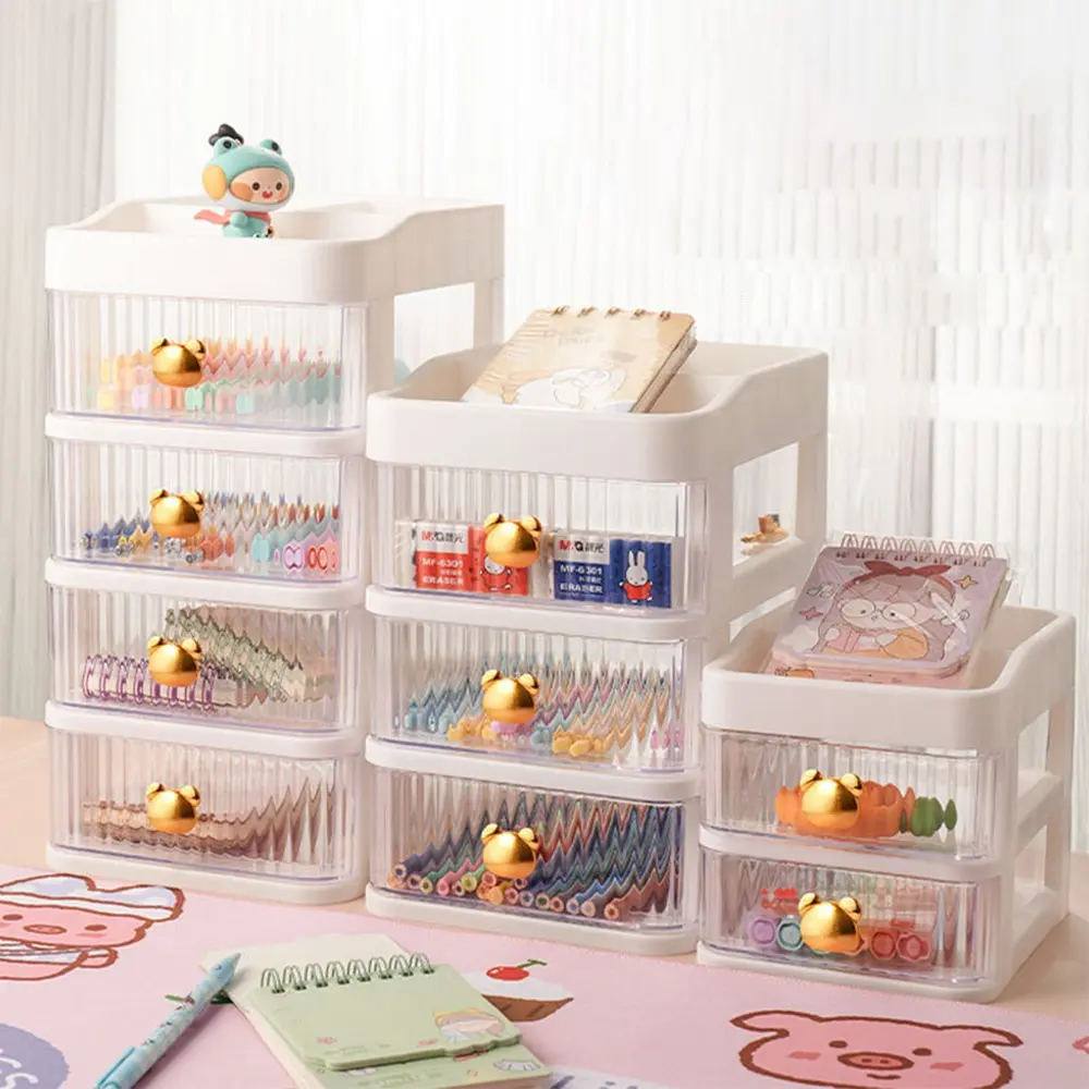 Rak Kosmetik Serbaguna 3 Laci Tempat Make Up Storage Box Bear  Rak Kotak Penyimpanan Alat Tulis  Desktop Drawer Rak Susun