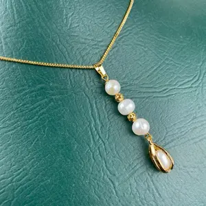 Kalung Liontin Mewah Simple Mutiara Air Tawar Lombok Asli Besertifikat Free Box Bludru