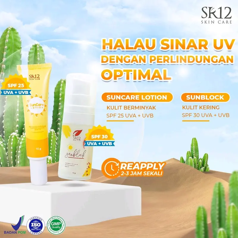 Suncare Lotion  dan Sunblock SR12 Original Cream Pelindung Kulit Wajah Dari Sinar Matahari BPOM SPF 30 - 15g - Extract 3