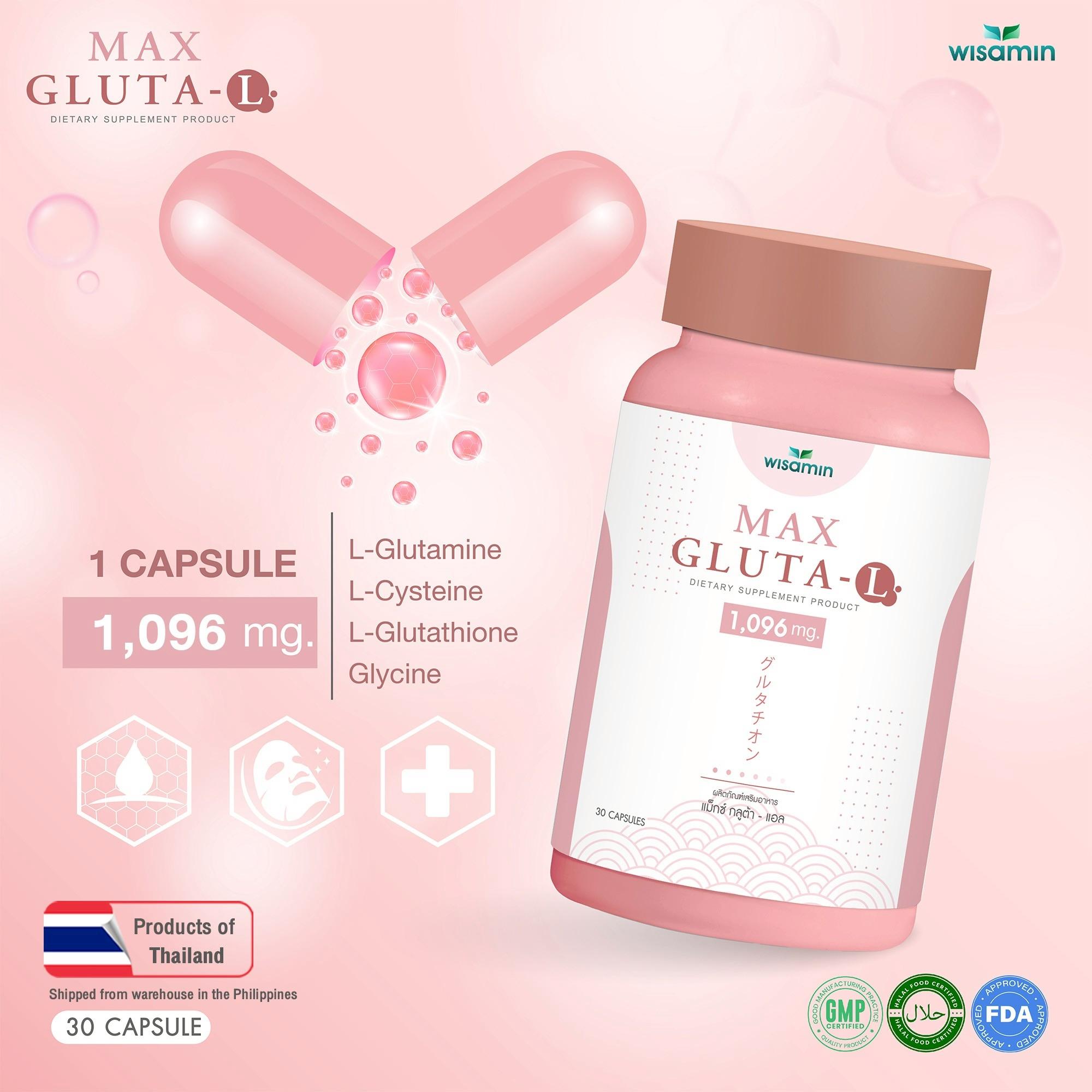 WISAMIN MAX GLUTA-L 1,000 mg Dietary Supplement Product Quantity 30 Capsules/Bottle - TikTok Shop Philippines WISAMIN MAX GLUTA-L 1,000 mg Dietary Supplement Product Quantity 30 Capsules/Bottle - TikTok Shop Philippines
