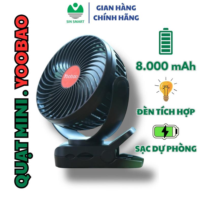 QUẠT SẠC MINI YOOBAO DUNG LƯỢNG CAO NHẤT 8000mah và 6400mah dùng được 32H liên tục Usb Phụ Kiện chính của hãng Sin Smart
