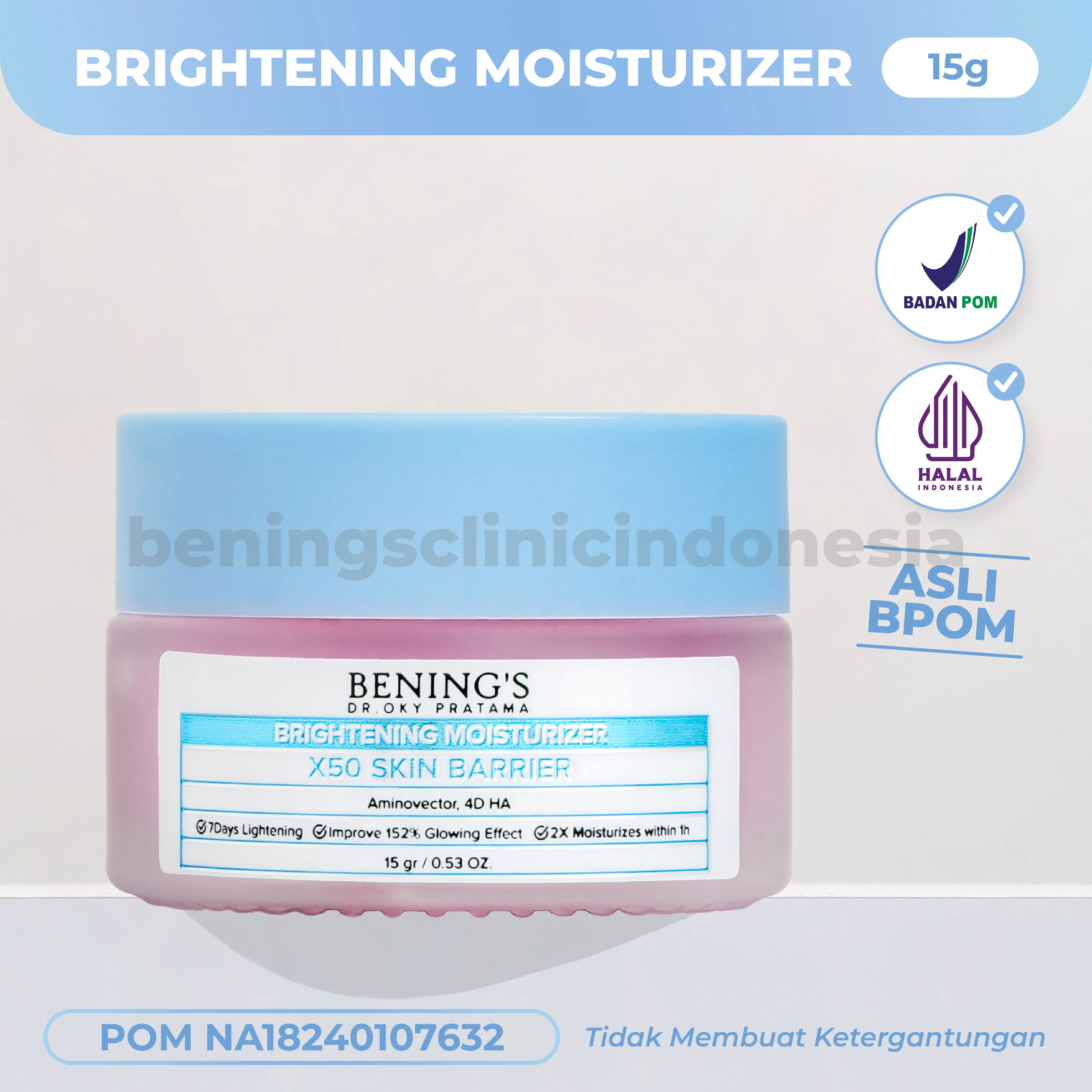 (Live Special dr oky) Bening's Brightening Moisturizer | Perawatan Wajah sebagai Gel Pelembab, Melembutkan &  Menghidrasi Kulit ( Hydrating )