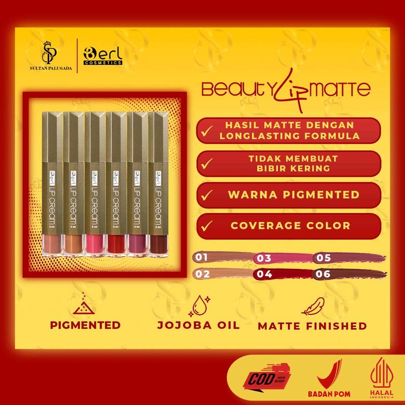 BERL BEAUTY LIP MATTE CREAM Lipstick Lipcream Bibir Waterproof ink 1