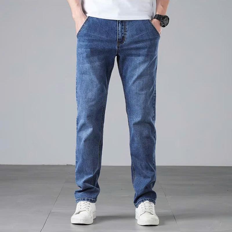 Quần jean nam co giãn túi chéo xanh nhẹ thời trang hit hot dể phối đồ - Áo thun cổ tròn cotton 100% mẫu mới - Menswear Menswear Có Túi