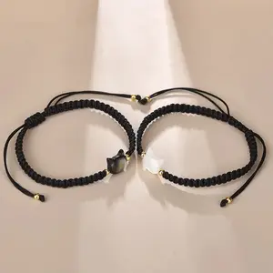 Gelang/Gelang Pasangan/Gelang Kucing/Gelang Gaya Sederhana yang Modis/Gelang Kucing Desain Ceruk/Unisex Hitam Liontin Bracelets Tali