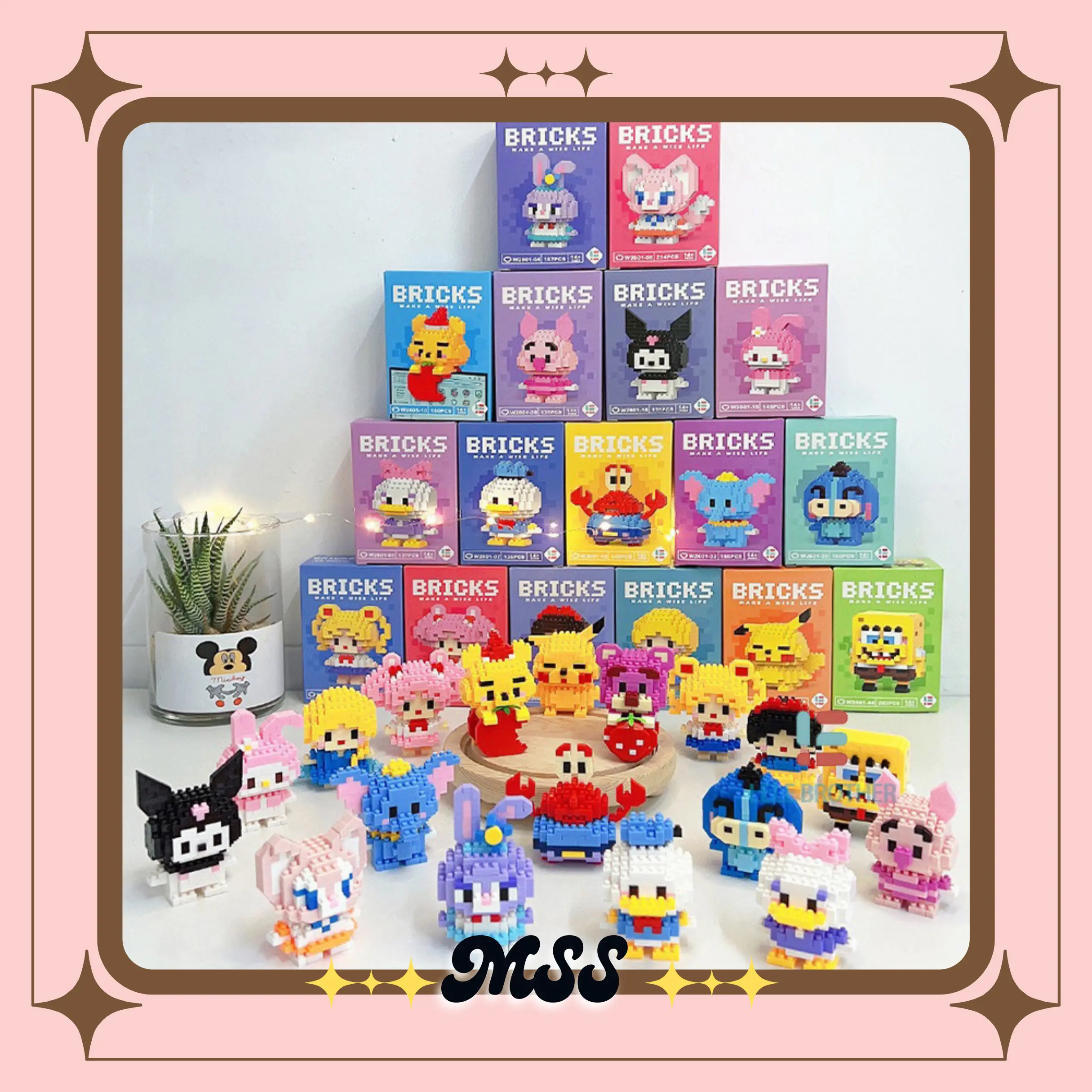 MSS- (COD) Nano Block Kartun Mini Karakter Kartun Bricks Balok Susun Mainan Edukasi Anak DIY Mainan Anak 3D Puzzle Toys Edukatif Gift Building Blok Mainan Balok Susun Karakter Kartun