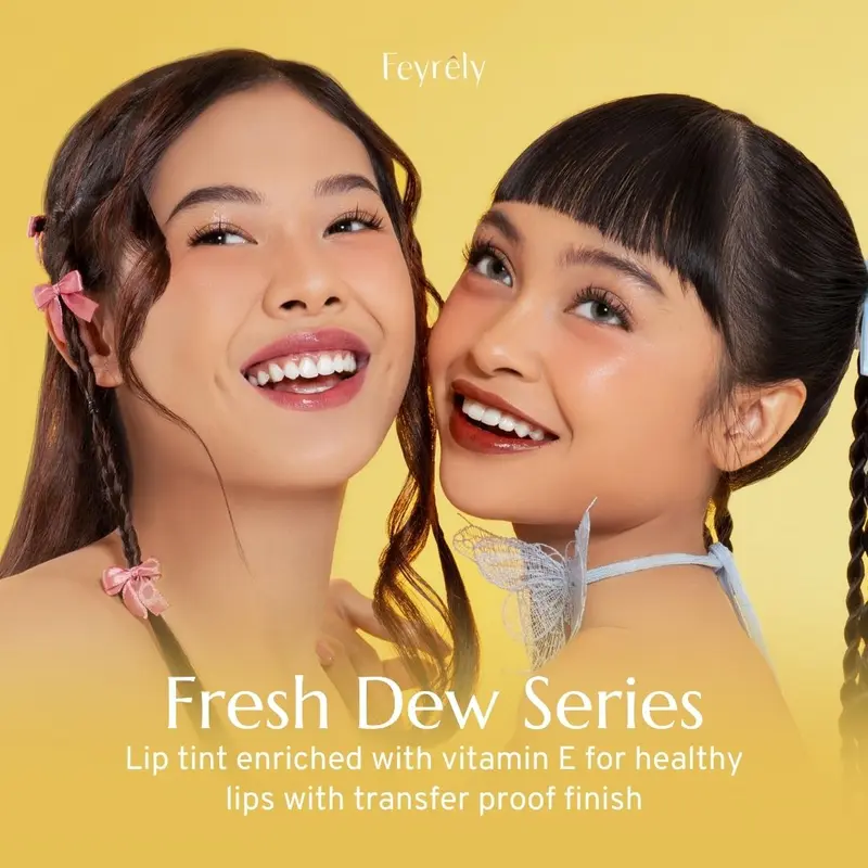 FEYRELY Fresh Dew Tint 4,5ml - 01 Cookie Dough Lip Tint Glossy Plumpy Moist Tahan Lama dan Cocok untuk Bibir Gelap Liptint 3