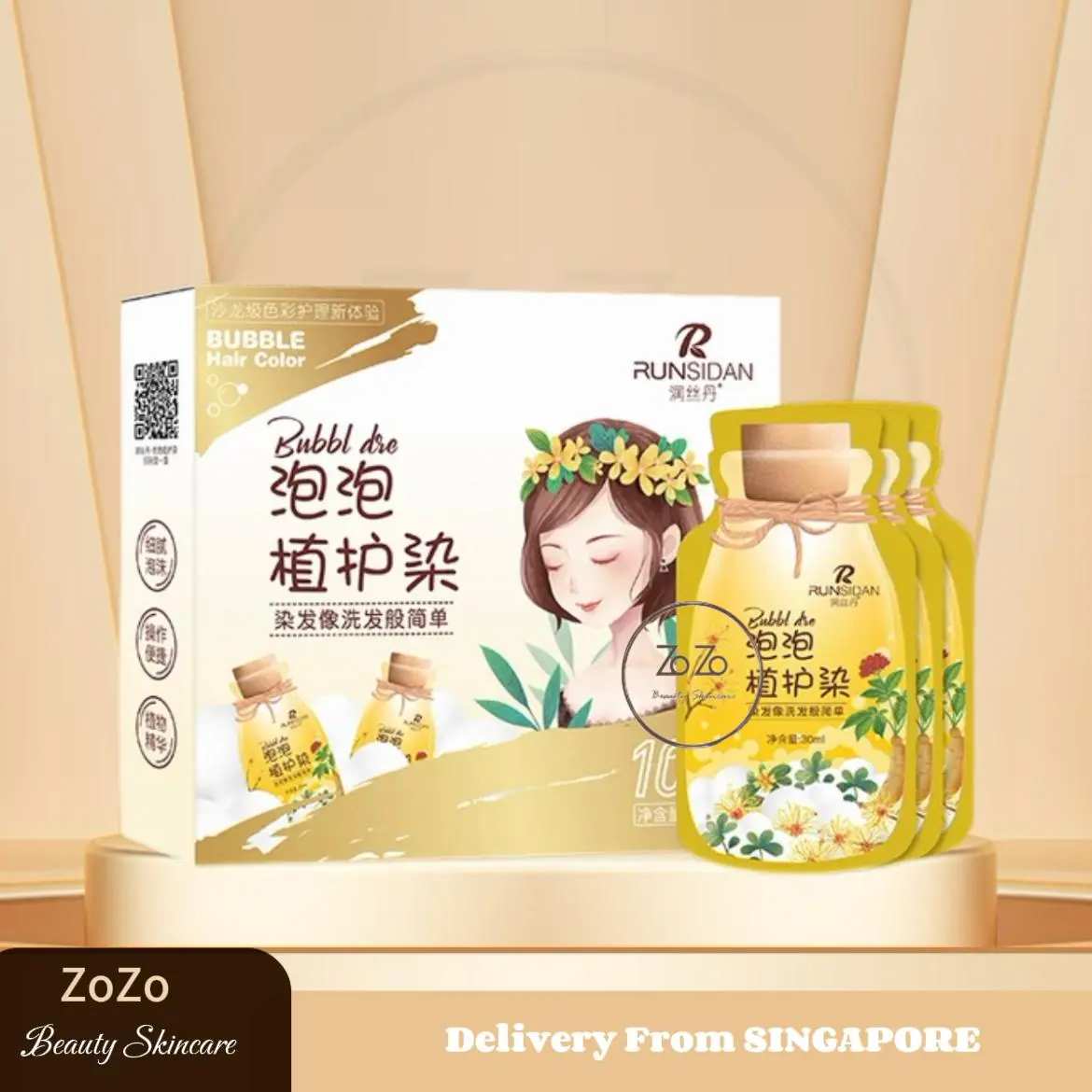 RUNSIDAN   Original Plant Care Bubble E-Plant Hair Dye