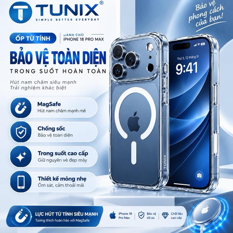 Ốp Lưng iPhone Trong Suốt Chống Sốc Hỗ Trợ Sạc Từ Tính Không Dây Cho iPhone 18 17 16 15 14 13 12 11 ProMax Và 16 15 14 Bảo Vệ Toàn Diện