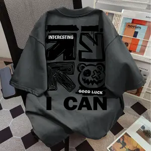 Kaos Katun Trendi Dengan Motif Huruf Unik, Longgar, Dan Desain Stylish. Lengan Pendek, Leher Bulat, Unisex.