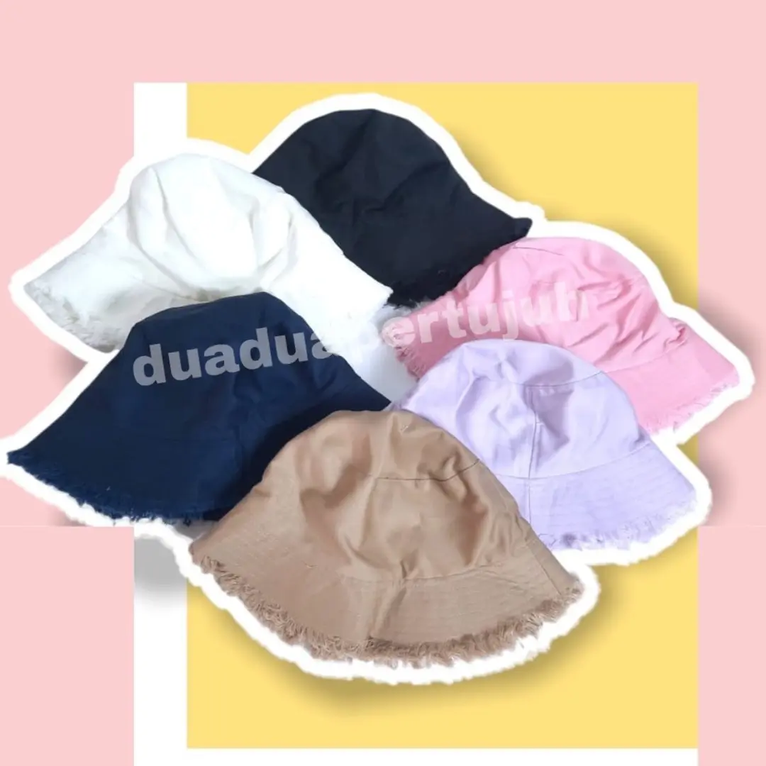 TOPI RUMBAI WANITA TOPI BUCKET RUMBAI BUCKET HAT RIPPED TOPI BUCKET HAT RAWIS RUMBAI TERMURAH