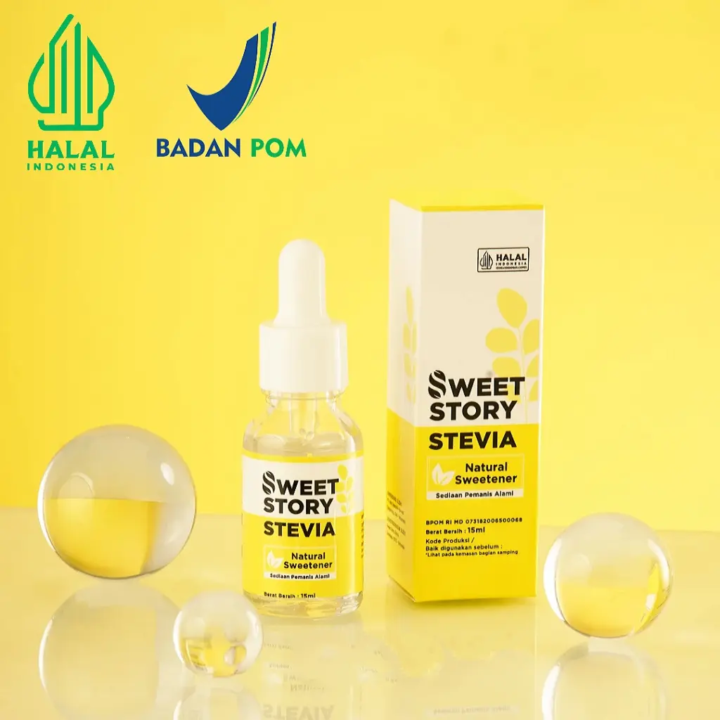 Sweet Story Stevia Cair 15 ML Pemanis Alami Pengganti Gula 0 KALORI 0 GULA (BPOM dan HALAL) Bahan Food