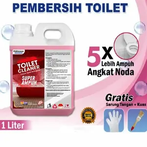 PUSH CLEAN Pembersih Toilet Cairan Ajaib Gratis Kuas dan Sarung Tangan - Pembersih Kloset, Shower, dan Keran Stainless - Plastik