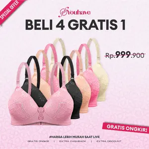 YOUHAVE BUNDLE HEMAT 4 PCS GRATIS 1 PCS BH WANITA BRA WANITA BUSA TIPIS 100086 PAKET Bunga Pink