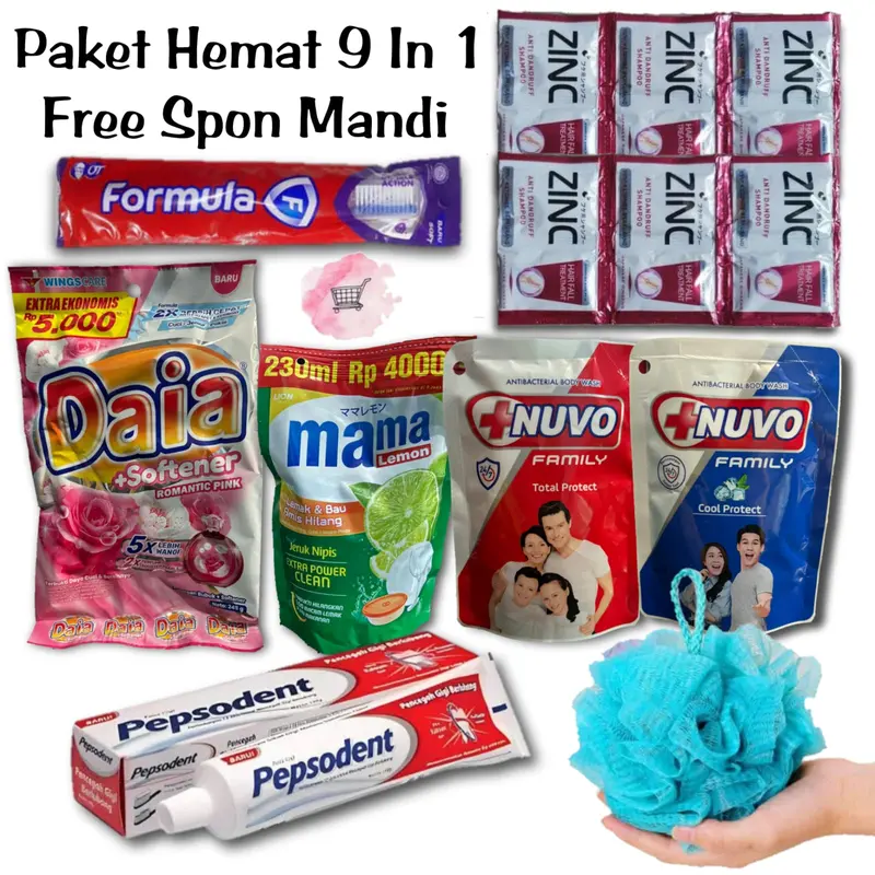 Paket Sabun Heman 9 In 1 dengan Spon Mandi Gratis - Mencerahkan dan Membersihkan Kulit 0