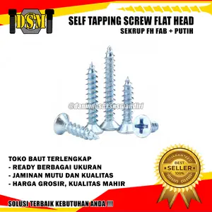 (100 PCS) Sekrup FH / Self Tapping Screw F+AB / Baut Sekrup Flat Head Serbaguna Kayu Besi Furniture ECER