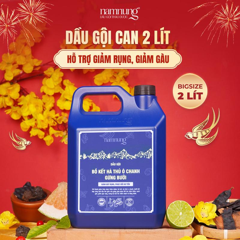 FLASH SALE Sắp cháy hàng Dầu gội thảo dược bồ kết hỗ trợ giảm rụng giảm gàu Can bigsize tiết kiệm 2 lít Chăm sóc tóc Dưỡng tóc nữ - Giảm 39%