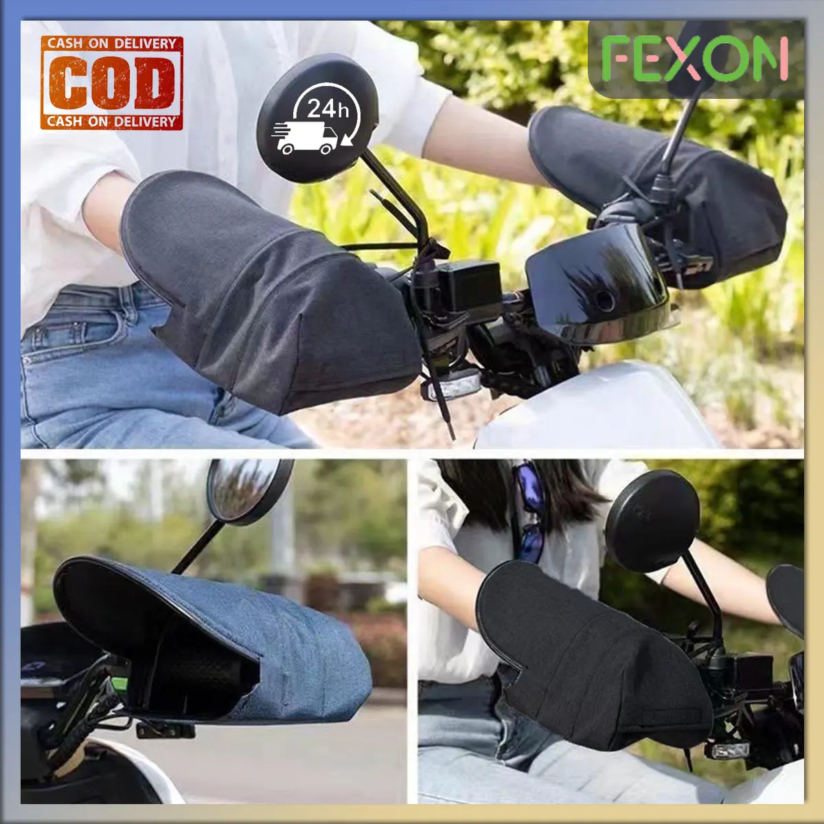 【COD】FEXON Genggaman Tangan Motor Listrik Untuk Motor Baterai Genggam Tangan Musim Panas Pelindung Sinar Ultraviolet Penghangat Penghalau Sinar Matahari Sarung Tangan Pelindung Hujan Angin Genggaman Tangan