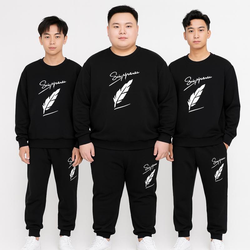 Bộ Nỉ Nam Bigsize 46kg Đến 123kg Bộ Quần áo thể thao Tay Dài co dãn thoáng khí không xù lông Kiểu Hàn Quốc Sport Chạy Bộ Tập Thể Dục