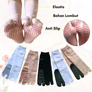 Kaos Kaki Jempol Anti Slip Panjang Sebetis Wanita Dewasa Warna Polos Premium Muslim
