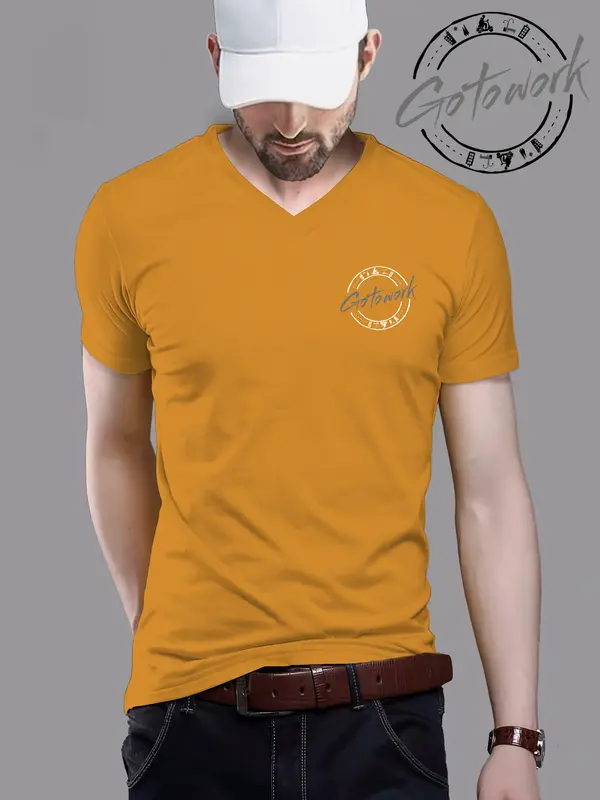 Kaos GO TO WORK Oblong Lengan Pendek Pria Wanita Dewasa  sablon DTF Polyflex V-Neck - Ukuran L, XL, XXL - Distro Sablon Cowok Baju Atasan Unisex Motif Keren Hitam 4