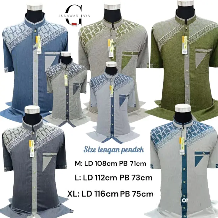 BAJU KOKO DEWASA LENGAN PENDEK LEBARAN 2025 Motif Bordir Kancing MUSLIM Pria 7