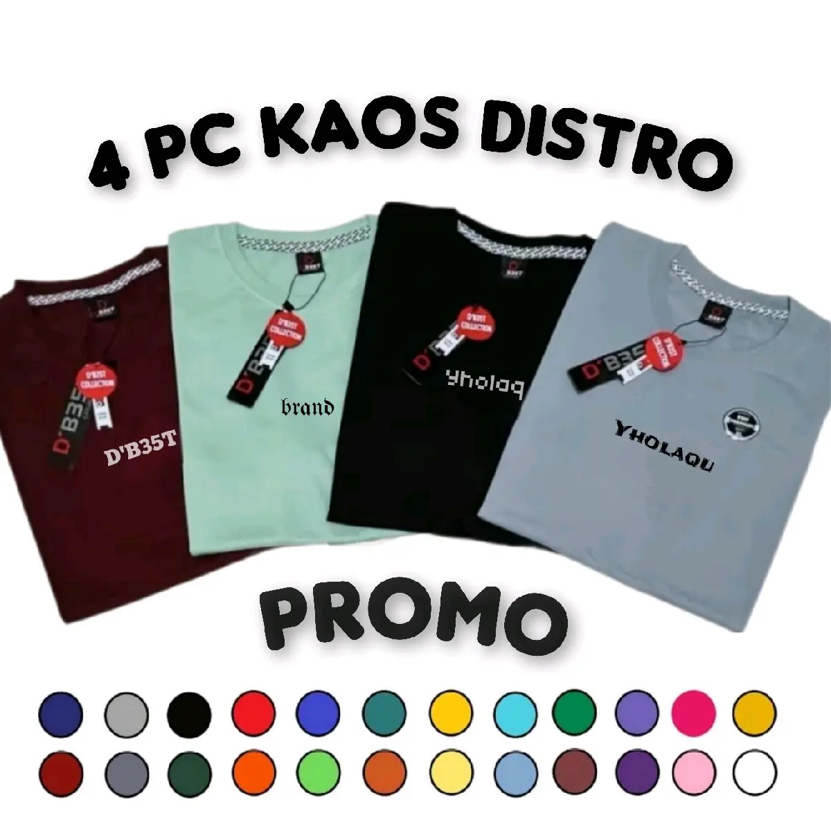 D'B35T PAKET 4 PCS KAOS DISTRO PRIA WANITA LENGAN PENDEK VIRAL KEKINIAN KECIL SAMPAI JUMBO  Katun Lembut Motif Nyaman Polos Sablon Semi Tebal Dewasa Baju Atasan Keren Oblong Combed Santai