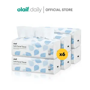 [Bundle] Olaif Daily Soft Facial Tissue - Tisu Wajah - 6 Packs x 180 Sheets