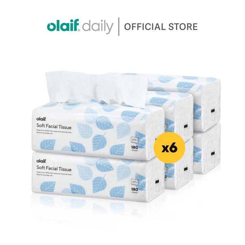 [Bundle] Olaif Daily Soft Facial Tissue - Tisu Wajah - 6 Packs x 180 Sheets 1