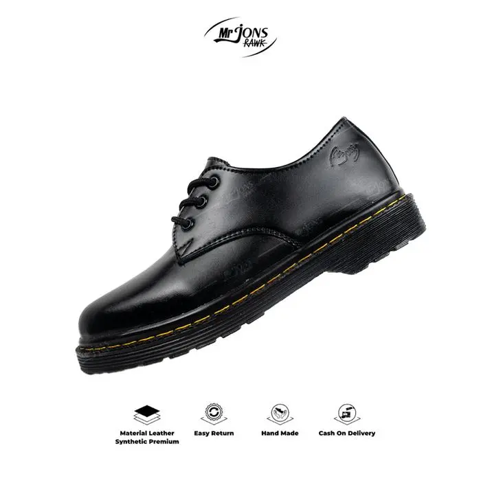 Mr.Jonsrawk Original Sepatu Formal Low Hitam Boots Casual Sepatu Dokmar Pria  Pendek 3 Hole Sepatu Oxford Kondangan Sepatu Kerja Kantoran Kasual Shoes Pantofel