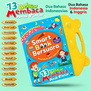 Smart Book Bersuara Anak 13 Materi Belajar Dasar Indonesia English - Buku Belajar Membaca dengan Suara Interaktif untuk Balita dan TK, Materi Lengkap Hewan Biota Laut Dinosaurus Transportasi Buah Sayur Profesi Tubuh Angka Warna Musik Hijaiyah