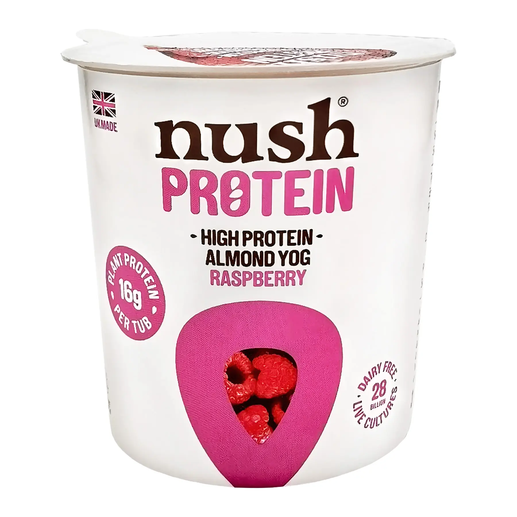 Nush Raspberry High Protein Almond Yogurt Vegan and Dairy Free