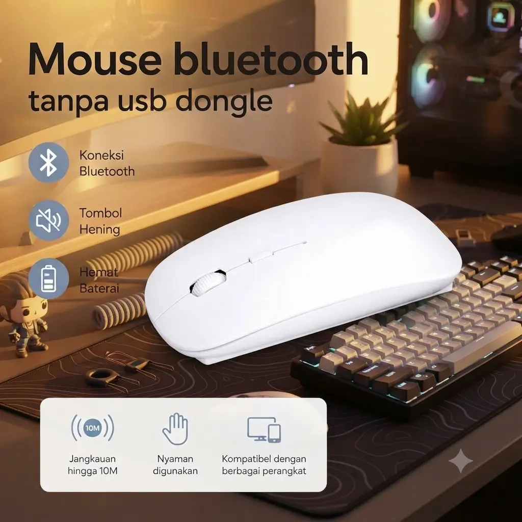 RNG MOUSE WIRELESS X3 Mouse Bluetooth x3 Slim With Usb Receiver 2.4Ghz Laptop