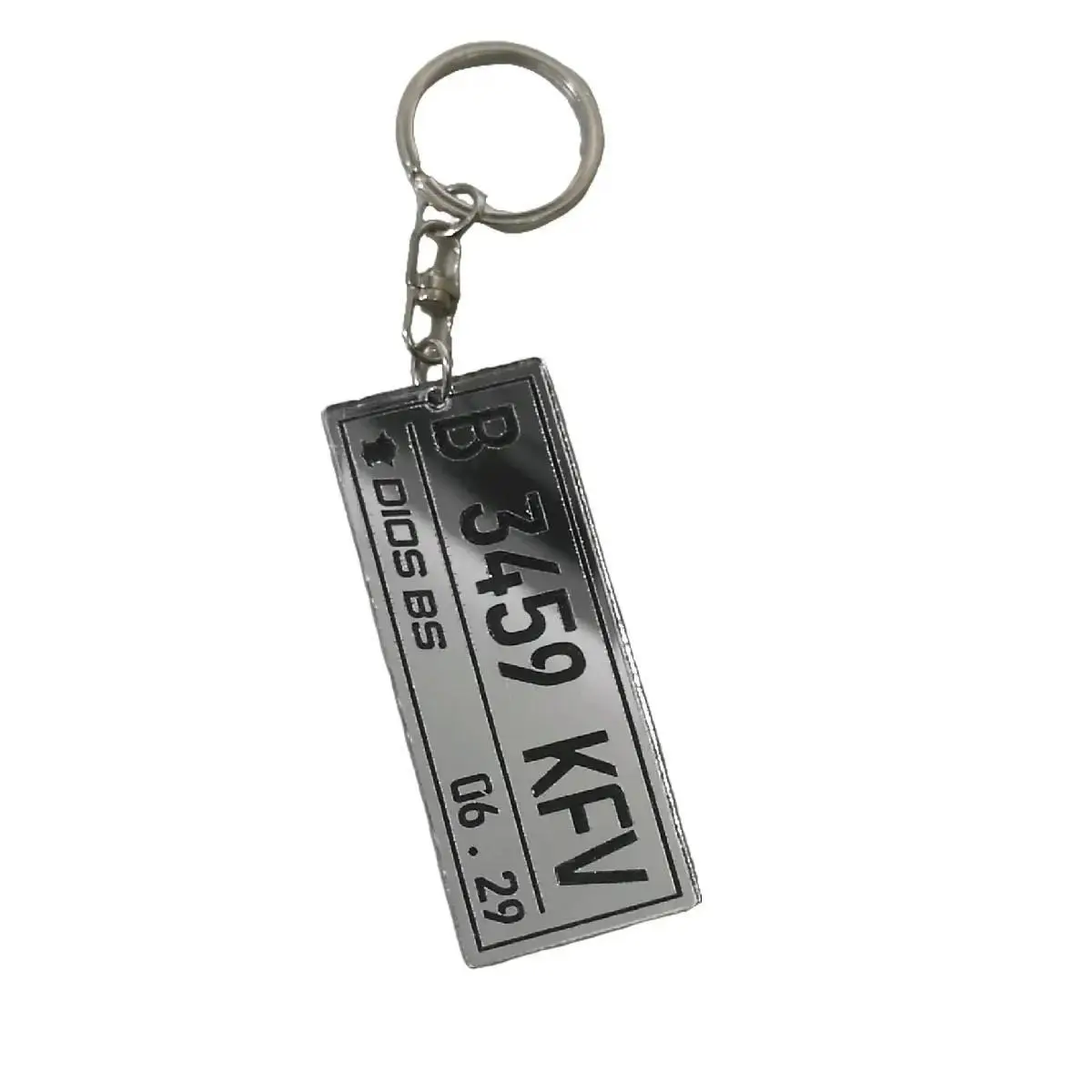 Ganci Gantungan kunci model plat chrome akrilik,untuk sepeda motor dan mobil