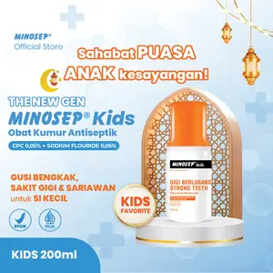 Minosep KIDS Obat Kumur Antiseptik 200ml Sariawan, Bau Mulut Rasa Mango Favorit Anak-anak