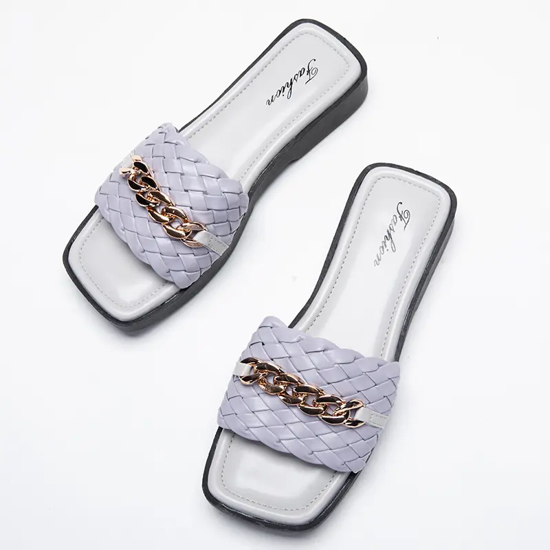 TIMINAA - [FASHION] [05] SENDAL SELOP COD KEPANG RANTAI EMPUK Wanita Shoes SandaL Karet sendal  slop selop  wanita heels  pesta sepatu  heels sepatu  nikah sandal  musim casual size 40 antiselip simpel size 40 coklat nstx12 2
