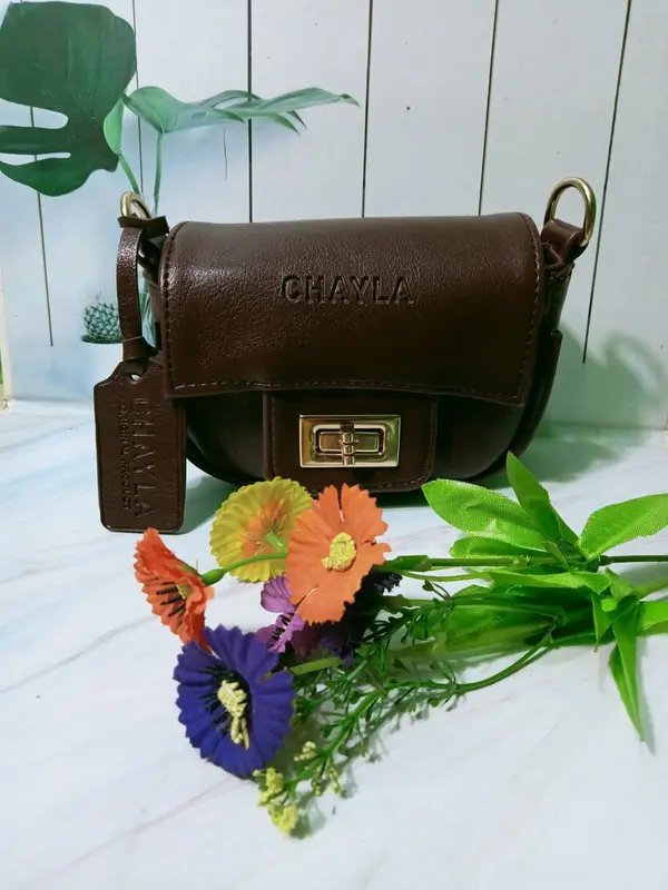 (PROMO)  Kode 3546 Tas koin Ruri bags Motif Polos Glosy Tas Slempang Tali Ulir top mini Sling Bags by chayla bags 0